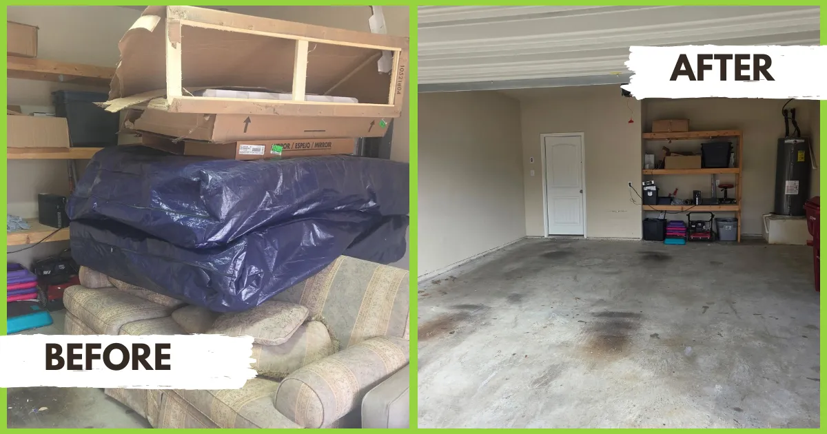 Furniture and appliance haul-away before and after
