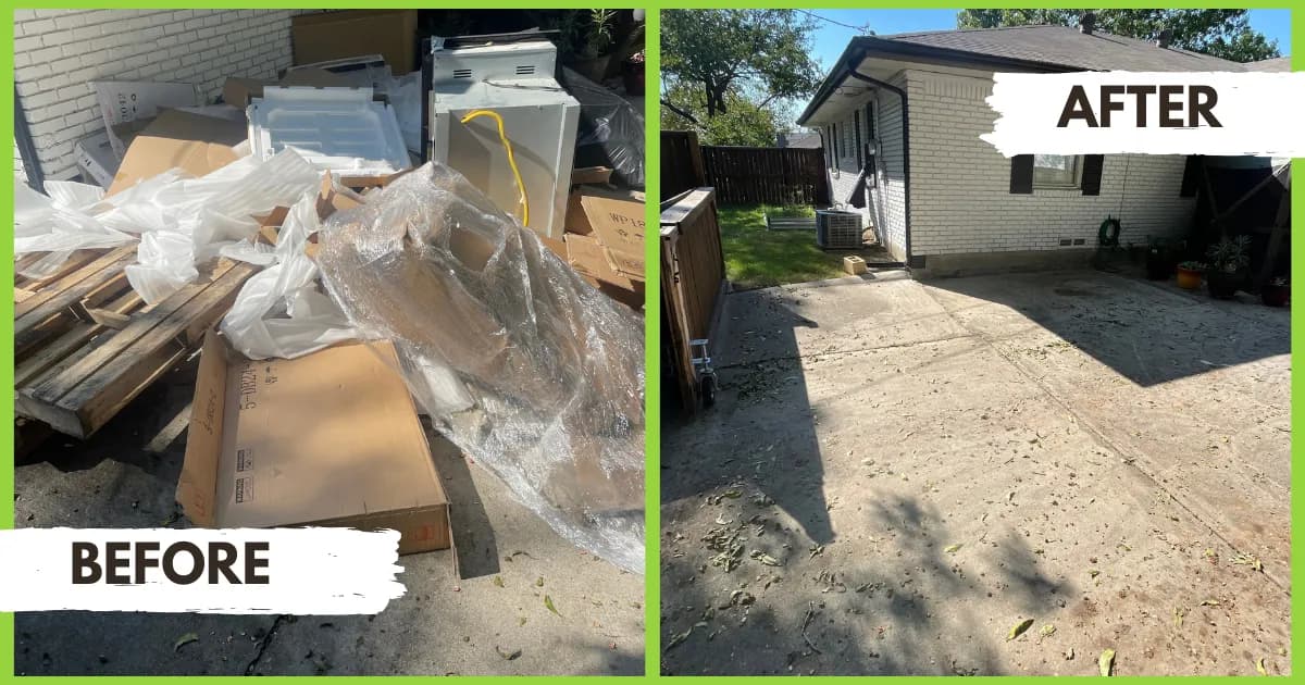 Rental trash-out before and after near Rockwall