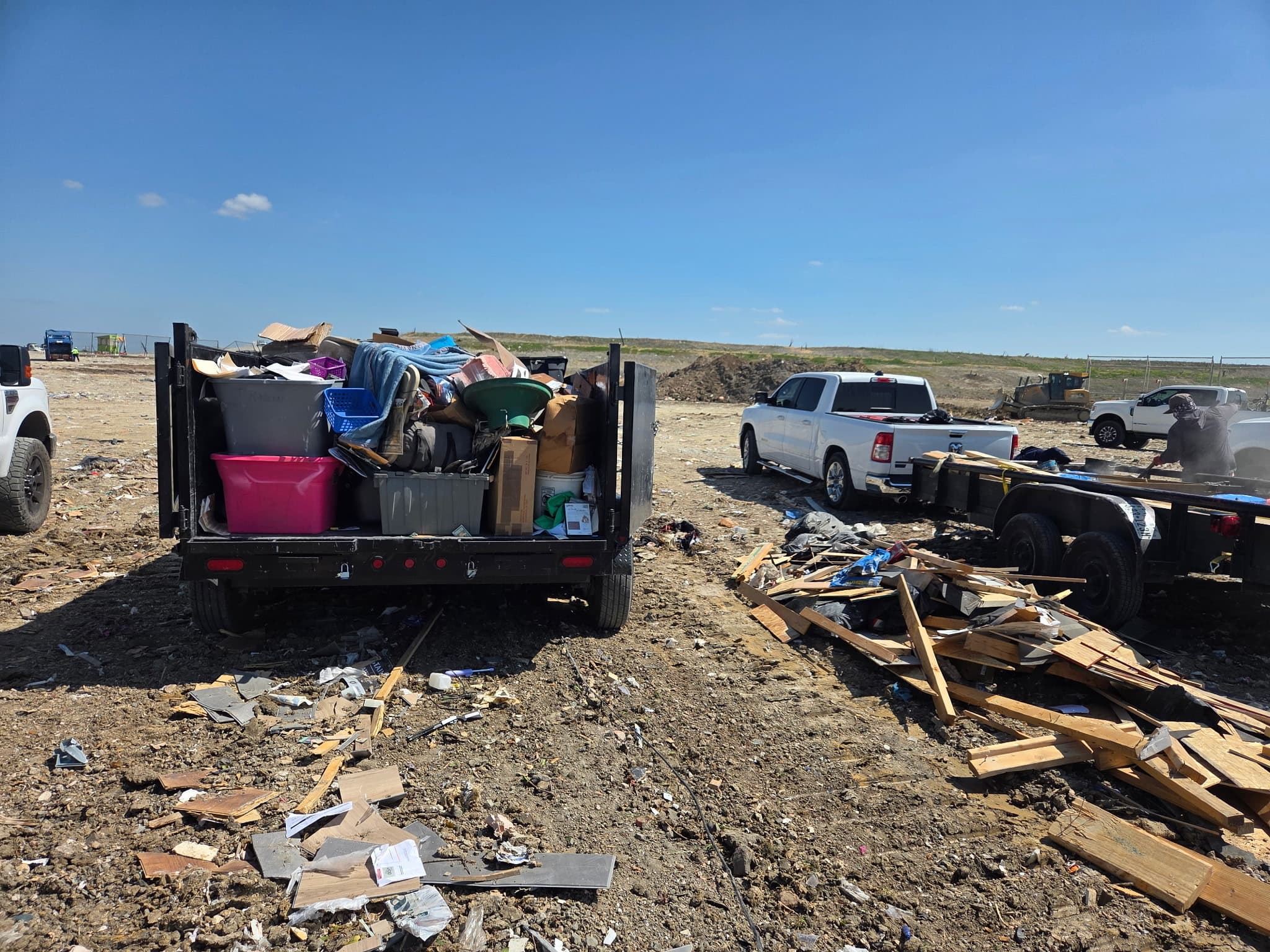 Crew clearing a Royse City storage cleanout mid-job