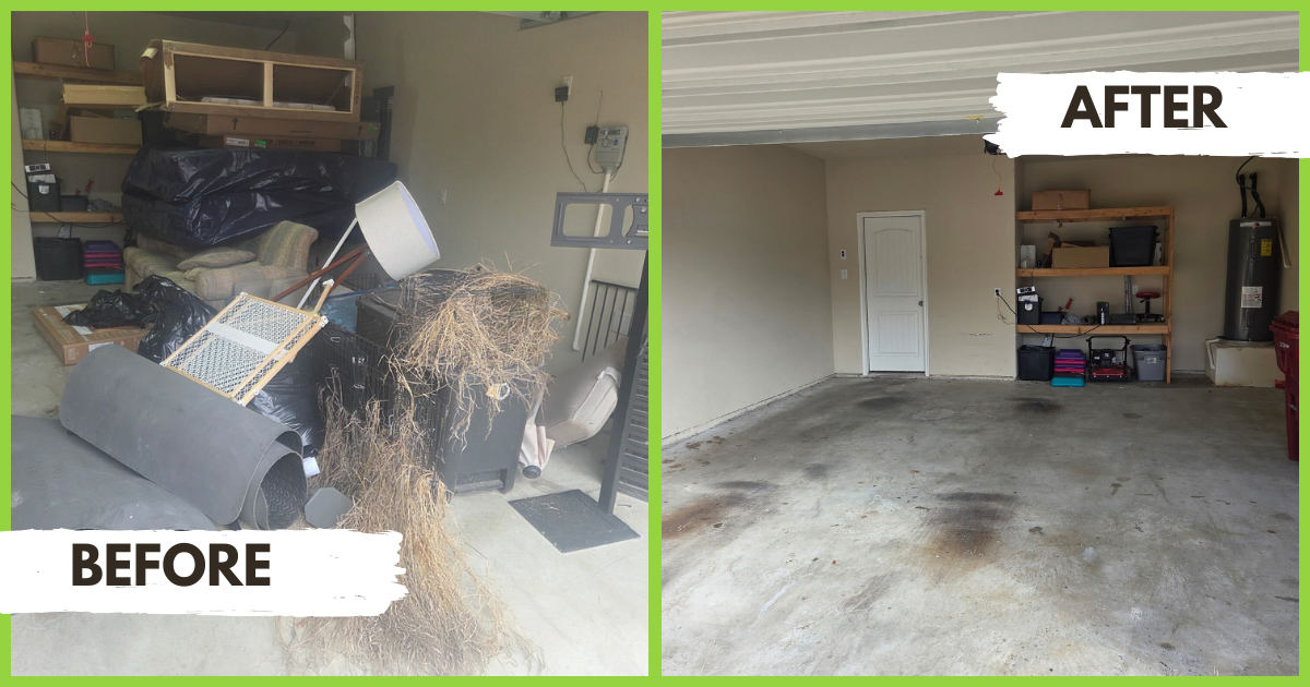 Before and After Junk Removal - Driveway Transformation